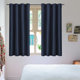 Tenger Home Blackout Curtain Curtains Opaque Curtain Bedroom with Eyelets 1 Piece (120 x 150 cm, Navy Blue)
