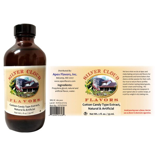 Cotton Candy Extract, Natural & Artificial - 2 fl. ounce bottle