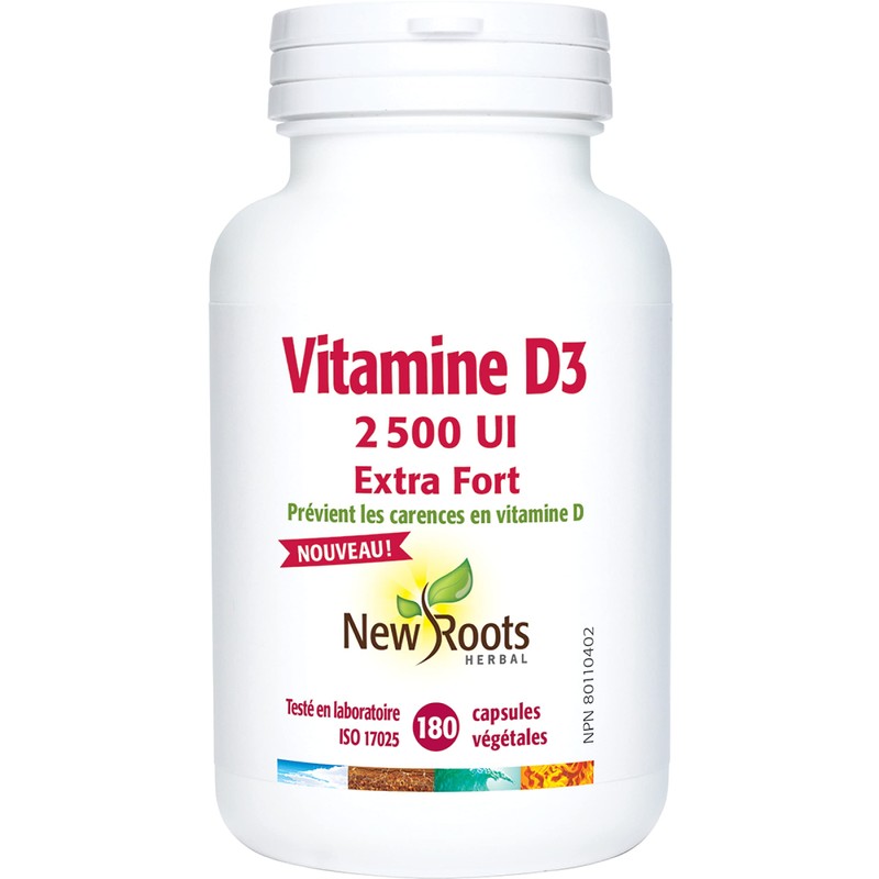 New Roots Herbal - Vitamin D3-2,500 IU - 180 Capsules