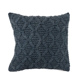 Creative Co-Op Knitted Punch Hook Throw, Navy Pillow, Blue