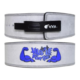 Hustle for the Muscles 10MM Weightlifting Lever Belt – Genuine Leather Powerlifting Belt for Men & Women – Heavy-Duty Back Support for Gym Workouts, Deadlifts & Squats (Gray, Small)