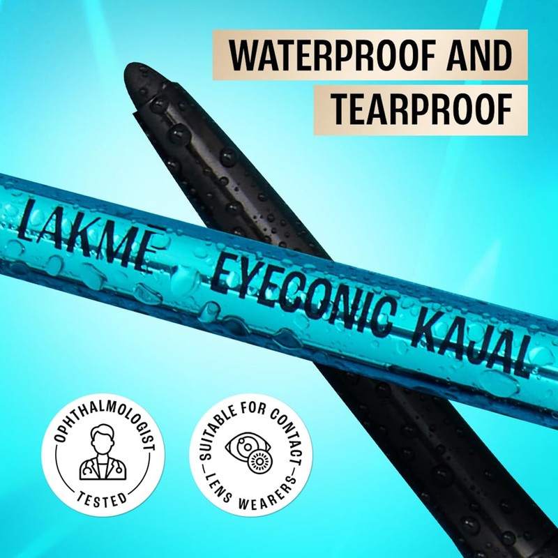 Lakme Eyeconic Kajal, Deep Black, 0.35g
