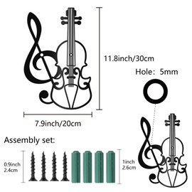 CREATCABIN Musical Guitar Metal Wall Art Black Iron Wall Decor Instrument Music Note Sculpture Wall Hanging Ornament Signs Outdoor Indoor Decor for Living Room Office Garden Balcony 11.8 x 7.9 Inch