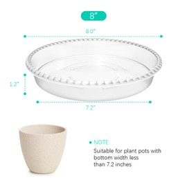 FUTED 6 Pack Clear Plant Saucer 5 6 8 10 12 inch, Durable Plastic Plant Trays for Indoor, Round Flower Plant Pot Saucer, Sturdy Plant Water Catcher Tray