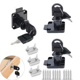 UtySty 3 Pack Office Desk Drawer Lock with Folding Keys 7/8" Cabinet Door Wardrobe Locks Mail Box Furniture Latch Cylinder Cam Security Replacement Hardware Fitting Accessories Black