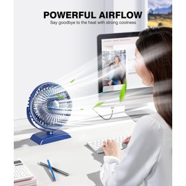 JZCreater Desk Fan, USB Desk Fan, 3 Speeds with Strong Airflow, 4.9 Inch Quiet Small Portable Table Fan, 360° Rotate Personal Cooling Fan For Bedroom Home Office Desktop Travel (Navy Blue)