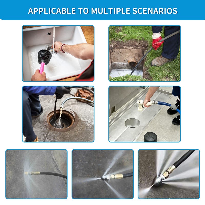 3 PCs Sewer Jetter Nozzle for Pressure Washer, Stainless Steel