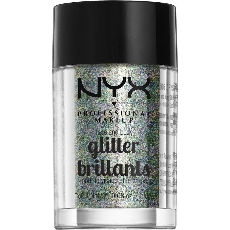 NYX Professional Makeup, Glitter para rostro y cuerpo, Tono Crystal,