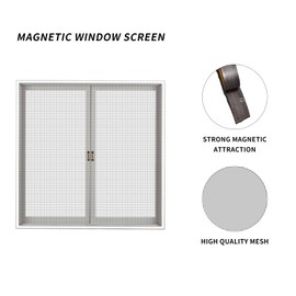 Qiveno Magnetic Window Screen - Adjustable DIY Fiberglass Mesh for Windows up to 47" x 51" with White Frame and Grey Mesh