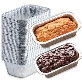 Spare Essentials (paquete de 55) sartenes de aluminio desechables de 1 libra para pan, pasteles, pan pequeño con forros, latas de pan pequeño, 6 x 3,5 x 2