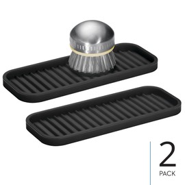 iDesign Silicone Kitchen Sink Tray for Countertops - Set of 2 - Black