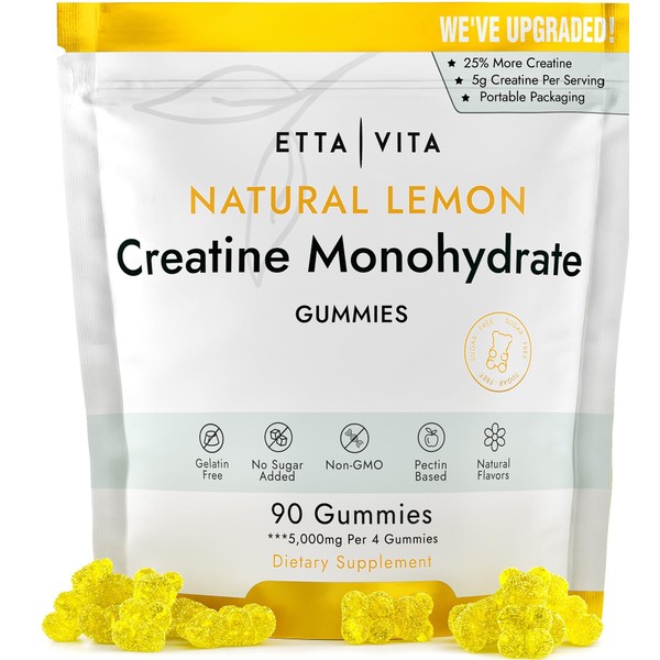 Etta Vita Sugar-Free Creatine Monohydrate Gummies 5gram per Serving, Potent