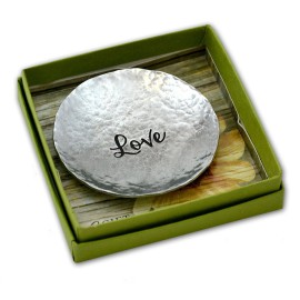 Cathedral Art From The Heart Love Trinket Dish Hammered Metal Bright Silver Finish Gift Boxed