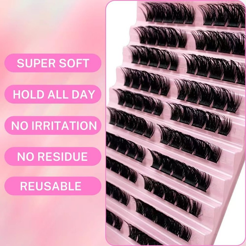 FANDIQ Cluster Lashes,100pcs DIY Eyelash Extension D Curl Volume Individual