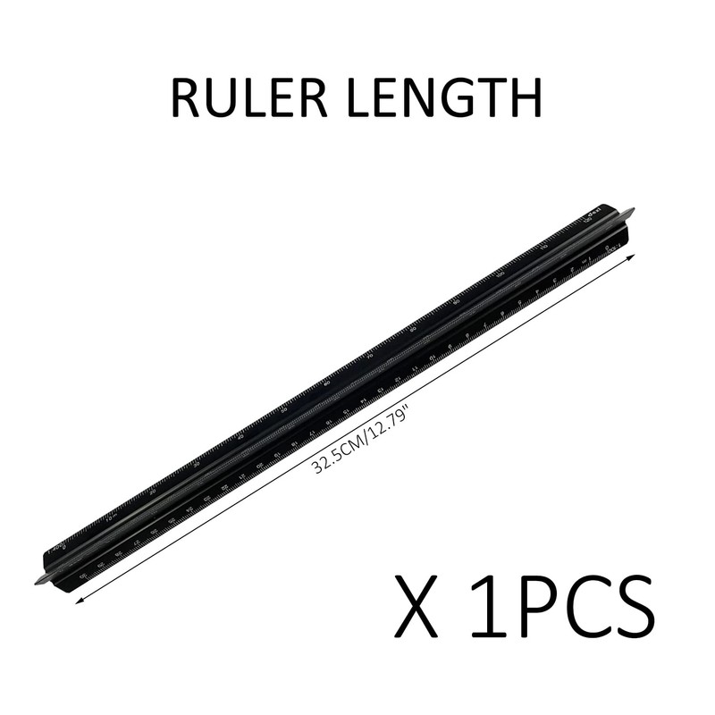 1 Pcs Black Aluminum Alloy Ruler Metal Triangle Ruler Suitable