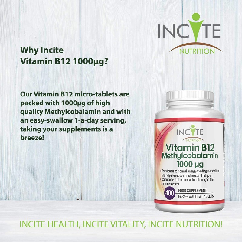 Vitamin B12 1000mcg | Methylcobalamin 400 Easy Swallow Vegan Tablets