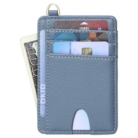 Badiya Credit Card Holder Slim Minimalist Wallet, Front Pocket Purse RFID Blocking Wallet Compact Card Case with ID Window for Women & Men