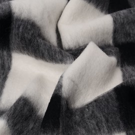 Sol Y Luna Squares - Alpaca Wool Throw Blanket Handwoven Soft Warm Plaid Design Ivory/Black/Gray 70" x 46"