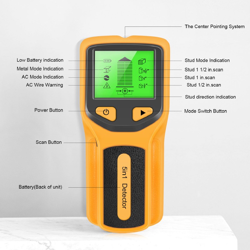 Stud Finder Wall Scanner Sensor 5 in 1 Detector LCD