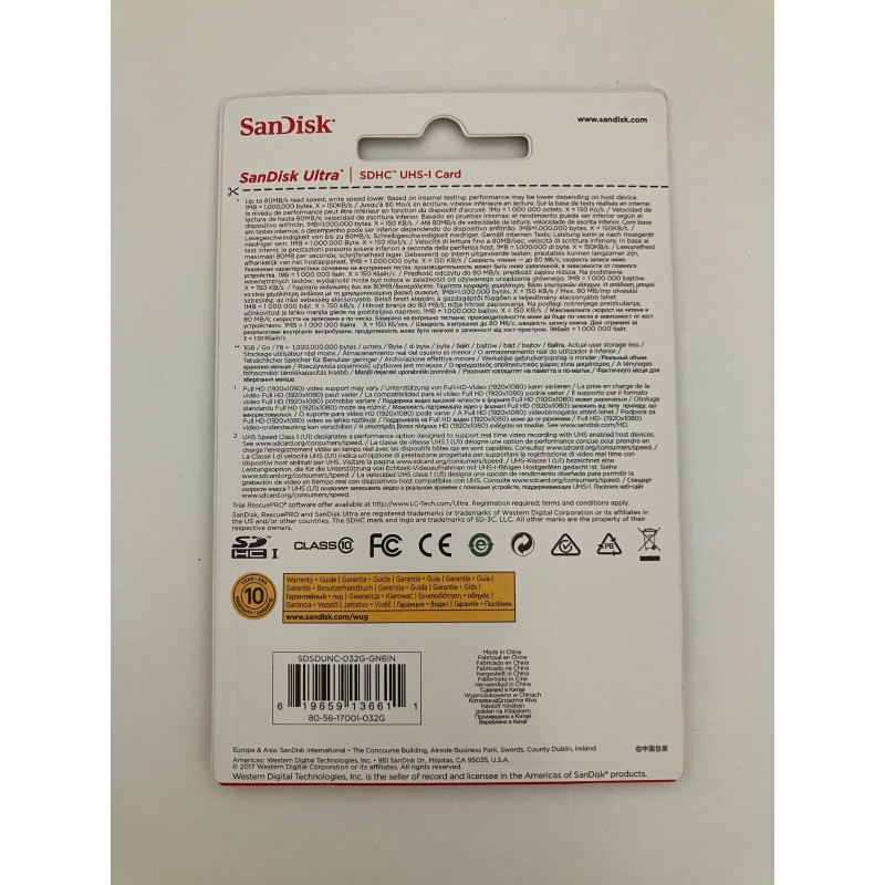 SanDisk Ultra Class10 UHS-I SD 32GB 80MB/s SDHC Memory Card