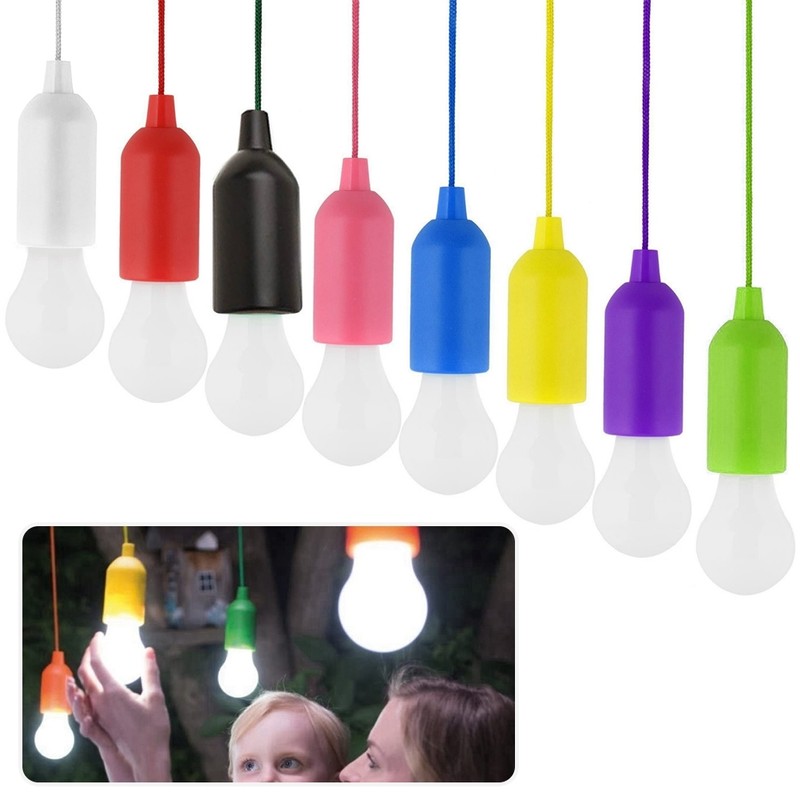 8PCS Portable LED Bulb Light Battery Operated Pull Rope Lamp