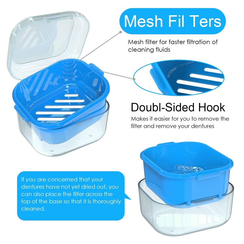 ARGOMAX Denture Case, Denture Cup for Soaking Dentures, Thorough Cleaning