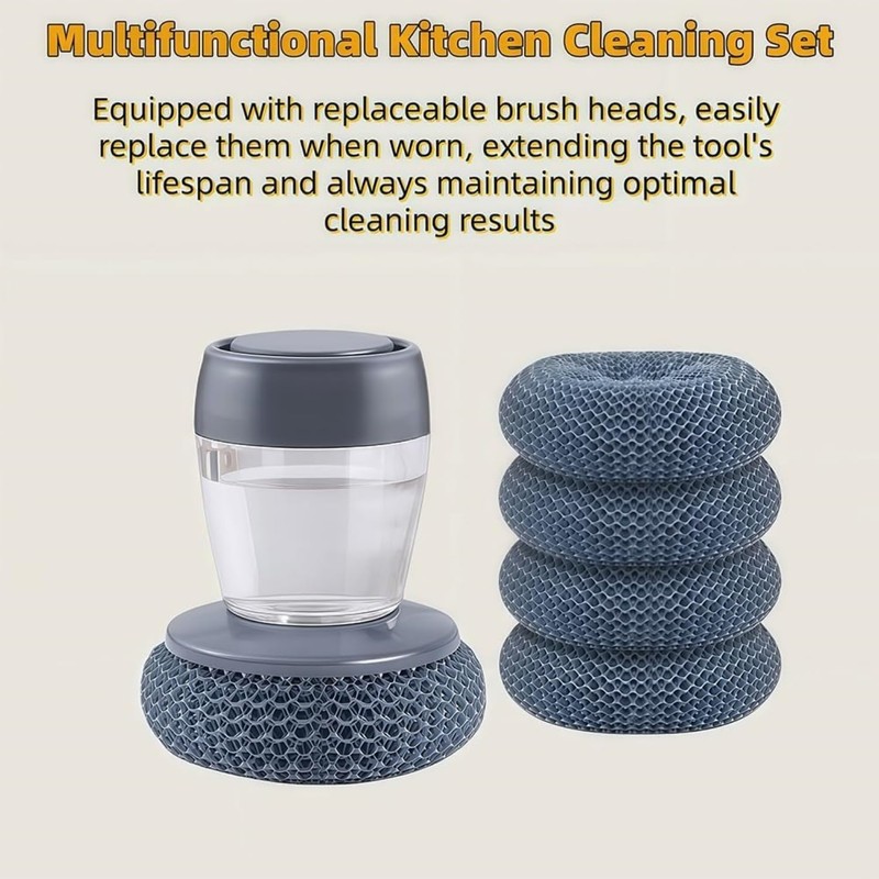 2026 Upgrade Comfort Grip Soap Dispensing Kitchen Scrub Brush, Non-Slip