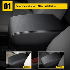 AOMSAZTO Console Covers for 2012 2013 2014 2015 2016 Honda CRV Armrest Covers for Honda CR V Black with Black Stiches