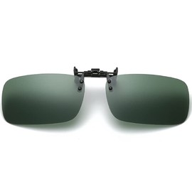 SagaSave Polarized Clip-On Sunglasses Rimless Flip Up Anti-Glare Driving Glasses UV Protection Sunglasses-Dark Green