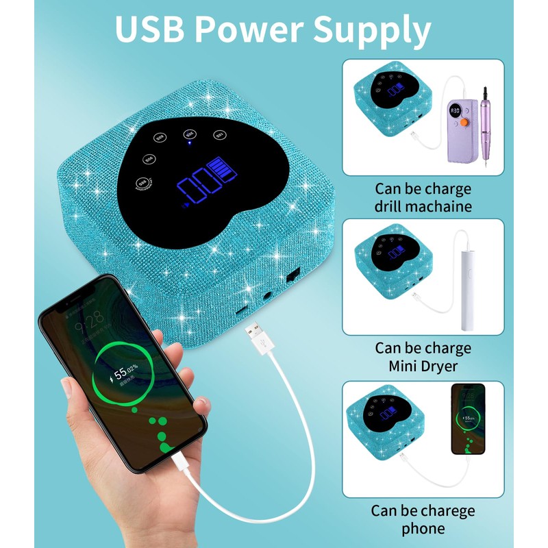 UV Light for Nails, HUGMAPLE UV Nail Lamp 72W, Rechargeable