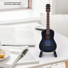 WPKD BLUEIY Miniature Guitar Replica,Wooden Handcrafted Mini Guitar Model with Stand and Storage Box,for Home Office Decoration(Blue,10x3.5x1cm)