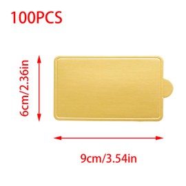 YUYUDEHM YUYUDEHM 100 Pcs Mini Golden Cake Base, Rectangle Cake Stand, Disposable Cake Board