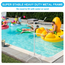 Pool Towel Rack Outdoor, Heavy Duty Freestanding Towel Holder Stand with 6 Bars & Stable Metal Base, 52-inch Tall Hot Tub Towel Hanger for Poolside, Spa, Bathroom, Sauna (White)