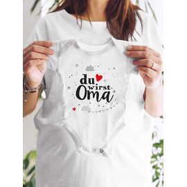 clothinx Du wirst Grandma Bodysuit with Saying - Gift Surprise Pregnancy & Birth - Baby Bodysuit Organic Cotton - Super Cute Surprise Gift for the Expecting Grandma, White