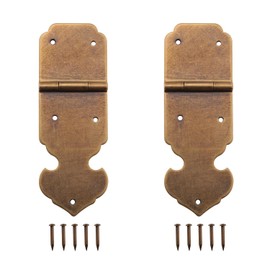 JianLing 2PCS Antique Brass Decorative Hinges 85x30x8mm with Copper Nails Wooden Box Hinges Suitable for Furniture Cabinets Drawer Doors Jewelry Boxes Decorative Hardware Hinges Bronze