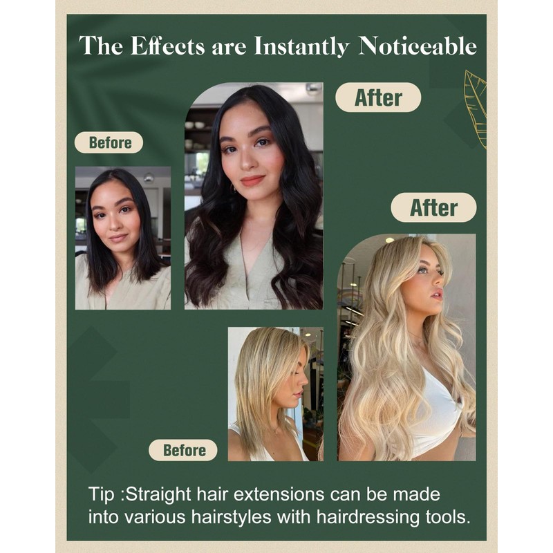 Ugeat Tape in Hair Extensions Real Human Hair Dark Brown