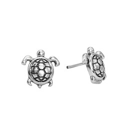 81stgeneration Small Cute Ocean Turtle Stud Earrings .925 Sterling Silver for Women, Sterling Silver