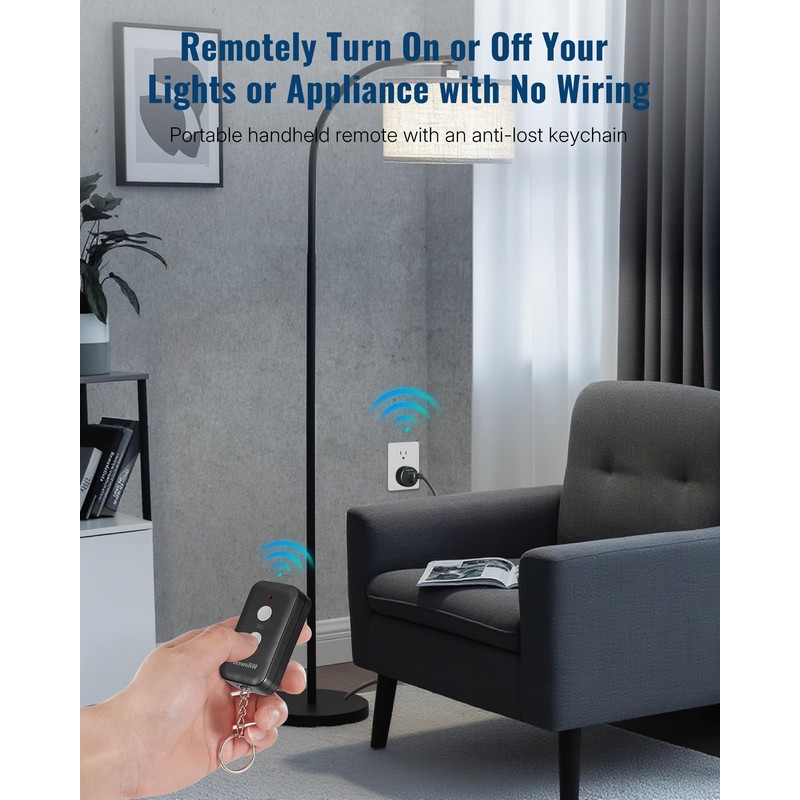 Black Remote Control Outlet, WILAWELS Wireless Remote On Off Switch