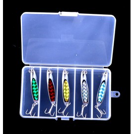 Fishing Spoons Lures - 5-Piece Box, Trout & Bass Lures, 2.75in/.074oz, Suitable for Various Waters & Many Fish Species