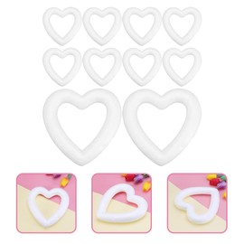 NUOBESTY 10Pcs Heart Shaped Foam Wreath Craft Foam Wreath Polystyrene Foam Rings for Crafts,Wedding,Valentines Decorations(18.5cm)