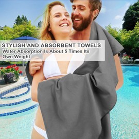 Linlook Microfibre Towel, Large, 180 x 80 cm, Compact, Quick-Drying Sports Towel, Beach Towel, Travel Towel and Bath Towel for Sports, Travel, Yoga, Camping, Beach, Gym (Grey, 180 x 80 cm)
