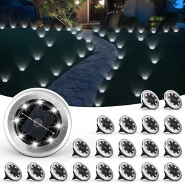 SOLPEX Mini Solar Ground Lights, 20 Pack Solar Lights Outdoor Garden, Solar Pathway Lights Outdoor, Waterproof Landscape Lighting for Patio Yard Driveway Walkway (Cool White)