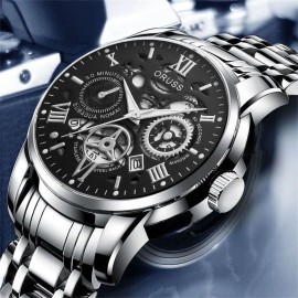 Reloj De Cuarzo Casual De Acero Impermeable Para Hombre D22 Plateado Negro/plateado Negro