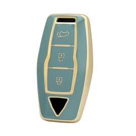 ontto TPU Car Key fob case Cover Fit for Mitsubishi Outlander 2021 2022 2023 keyless Entry Remote Key Shell Smart Key Bag Protector Accessories 3 Buttons Golden Grey