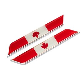 1 Pair Canadian Flag Car Stickers-2 Rhomboid Shape Canada Metal Flags Cars Decals, 4.33inch Emblem Vehicle Decal Badge Sticker for Vehicles, Truck, SUV, Sedan, Motorcycle and Van