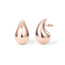 PAVOI 14K Gold Plated 925 Sterling Silver Post Teardrop Chunky Hoop Earrings | Lightweight Drop Rose Earrings for Women | 22mm Designer Dupe Earrings
