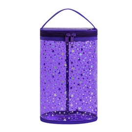 RSRSLEII Clear Star Lotion Cylinder Bag for Toiletry,Waterproof PVC Sunscreen Travel Makeup Bag,Top Handle Cosmetic Bag Gift for Beach and Pool(03Purple)