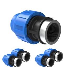 Kirchhoff Fitting Transition Piece with Internal Thread, Plastic, 25 mm x 3/4 Inch, for HDPE Pipe, Set of 5, Various Sizes, DVGW Tested, Drinking Water Quality, Made in EU, Black