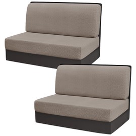Gollense RV Dinette Cushion Covers, Stretch Camper Dinette Cushion Covers, Sectional Replacement RV Seat Covers for Travel Trailer Couch - Includes 2 Backrest Cover & 2 Bench Cover (T-Khaki)