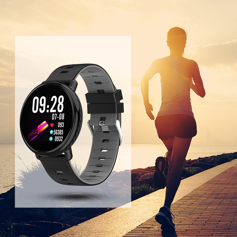 K1 1.3Inch Heart Rate Sleeping Monitor IP68 Waterproof Smartwatch(Black Gray)